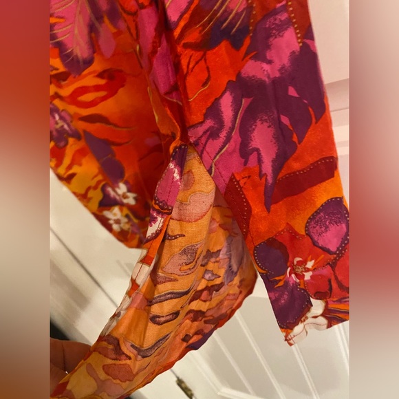 USA!! UNITS SM Hawaiian Tropical Theme Soft  Sleeveless Orange Red Dress WOW! - Picture 4 of 11